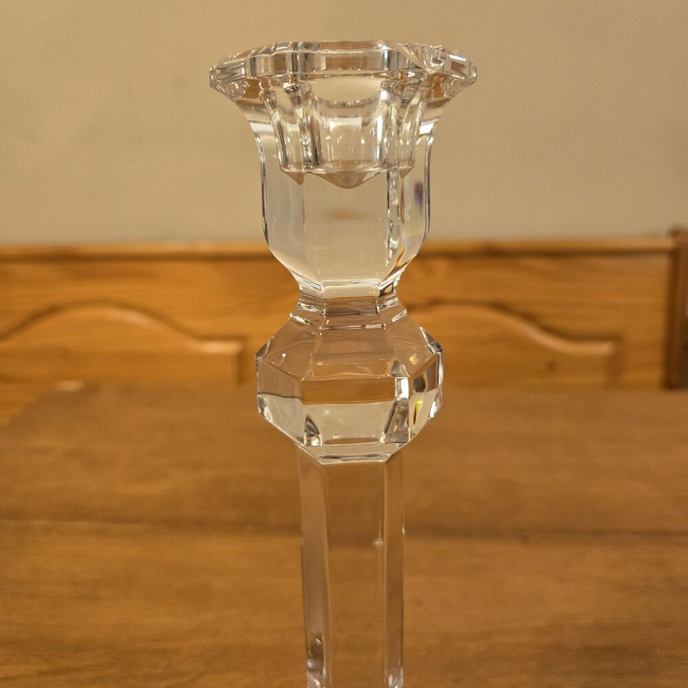Vintage Val St. Lambert Signed 9" Crystal Candlestick Candle Holder Belgium 60s